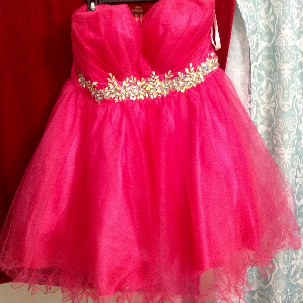 Short ball gown dress Hot Pink